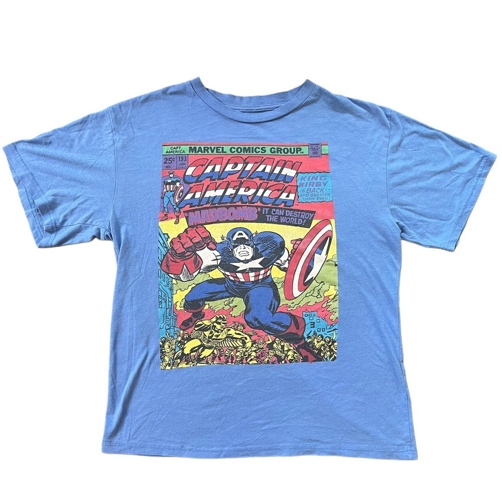 Marvel Comics Retro Captain America Tee | 1976 Jack Kirby Graphic T-Shirt- Large